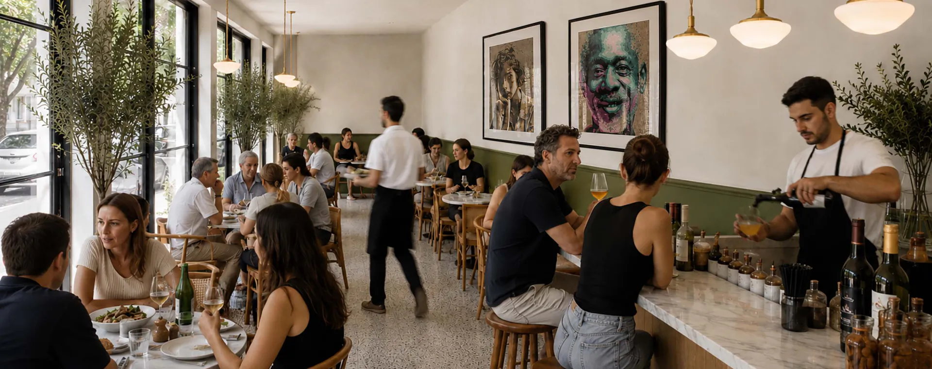 Original wallee artwork in a restaurant interior